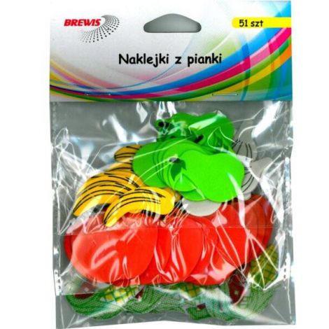 Naklejki z mikrogumy Brewis Owoce, 51szt